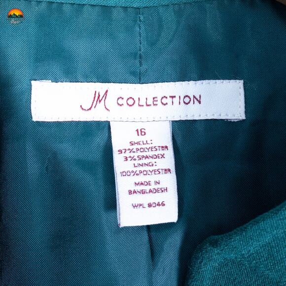 JM Collection Jacket Green Long Sleeve Pockets Button Front Women's Size 16 - Picture 8 of 10